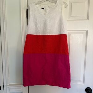 Colorblock Sleeveless Dress - White, Red, and Pink